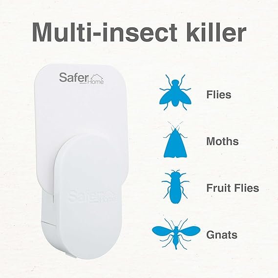 Safer Home SH502 Indoor Plug-In Fly Trap for Flies, Fruit Flies, Moths, Gnats, and Other Flying Insects – 400 Sq Ft of Protection