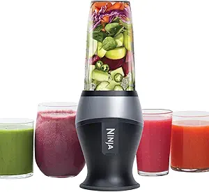 Ninja Personal Blender for Shakes, Smoothies, Food Prep, and Frozen Blending with 700-Watt Base and (2) 16-Ounce Cups with Spout Lids (QB3001SS), Black